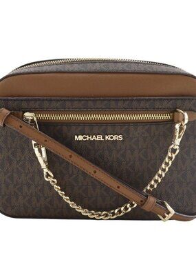 Michael Kors Jet set Shoulder Bag 35S1GTTC9B MK signature Brown PVC Women